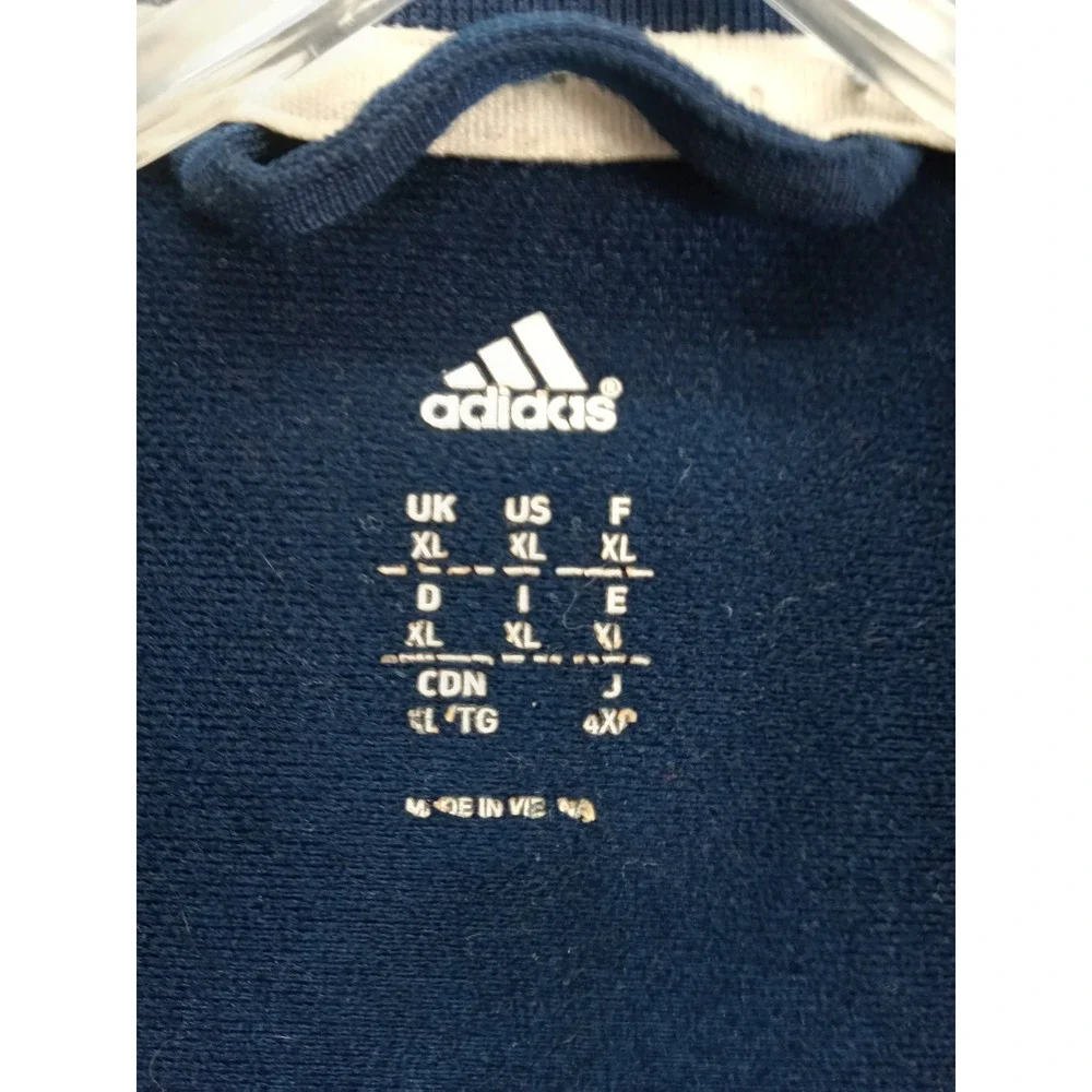 Adidas Mens Navy Blue Three Stripe Full Zip Track Jacket XL Embroidered Logo Y2K